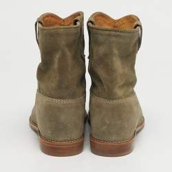 مملوكة مسبقًا حذاء بوت بطول الكاحل إيزابيل مارانت كريسي سويدي أخضر مقاس 37