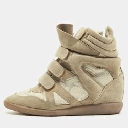 مملوكة مسبقًا Isabel Marant Bekett Size 41 Grey Leather and Suede High Top Sneakers