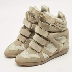 مملوكة مسبقًا Isabel Marant Bekett Size 41 Grey Leather and Suede High Top Sneakers