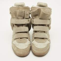 مملوكة مسبقًا Isabel Marant Bekett Size 41 Grey Leather and Suede High Top Sneakers