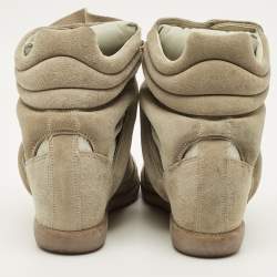 مملوكة مسبقًا Isabel Marant Bekett Size 41 Grey Leather and Suede High Top Sneakers
