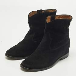 Pre Owned Isabel Marant Crisi Size 38 Black Suede Ankle Length Boots