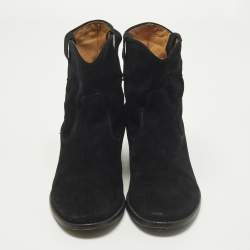 Pre Owned Isabel Marant Crisi Size 38 Black Suede Ankle Length Boots
