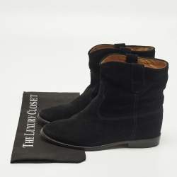 Pre Owned Isabel Marant Crisi Size 38 Black Suede Ankle Length Boots