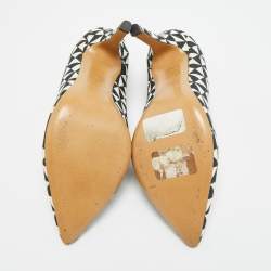 مملوكة مسبقًا حذاء كعب عالي إيزابيل مارانت كانفاس مطبوع أسود/أبيض مقاس 38