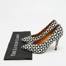 مملوكة مسبقًا حذاء كعب عالي إيزابيل مارانت كانفاس مطبوع أسود/أبيض مقاس 38