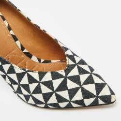 مملوكة مسبقًا حذاء كعب عالي إيزابيل مارانت كانفاس مطبوع أسود/أبيض مقاس 38