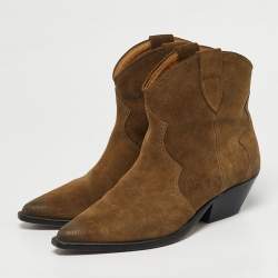 مملوكة مسبقًا Isabel Marant Dewina Size 39 Green Suede Ankle Length Boots