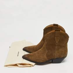 مملوكة مسبقًا Isabel Marant Dewina Size 39 Green Suede Ankle Length Boots