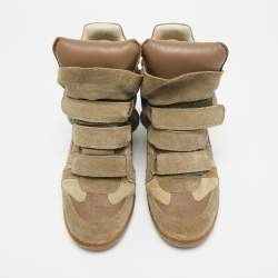 Pre Owned حذاء رياضي إيزابيل مارانت بيكيت جلدي ورمادي بكعب روكي مقاس 40