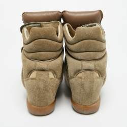 Pre Owned حذاء رياضي إيزابيل مارانت بيكيت جلدي ورمادي بكعب روكي مقاس 40