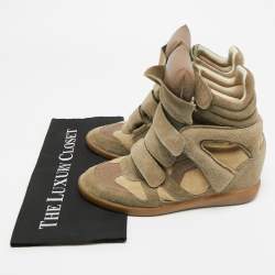 Pre Owned حذاء رياضي إيزابيل مارانت بيكيت جلدي ورمادي بكعب روكي مقاس 40