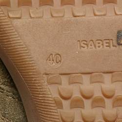 Pre Owned حذاء رياضي إيزابيل مارانت بيكيت جلدي ورمادي بكعب روكي مقاس 40