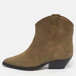 Pre Owned حذاء بوت بطول الكاحل إيزابيل مارانت ديوينا سويدي أخضر مقاس 39