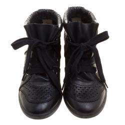 Pre Owned Isabel Marant Black Perforated Leather Baya Wedge Sneakers Size 40