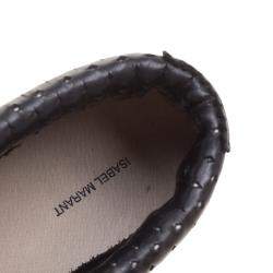 Pre Owned Isabel Marant Black Perforated Leather Baya Wedge Sneakers Size 40