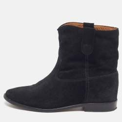 Pre Owned Isabel Marant Crisi Size 39 Black Suede Ankle Length Boots