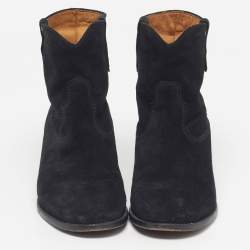Pre Owned Isabel Marant Crisi Size 39 Black Suede Ankle Length Boots