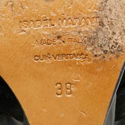 Pre Owned Isabel Marant Scarlet Size 38 Black Leather and Suede Ankle Length Wedge Boots