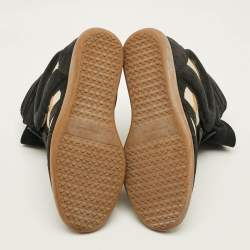 Pre Owned حذاء رياضي ايزابيل مارانت بيكيت سويدي وكانفاس  بيج / أسود  كعب روكي مقاس 38