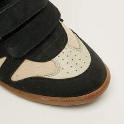 Pre Owned حذاء رياضي ايزابيل مارانت بيكيت سويدي وكانفاس  بيج / أسود  كعب روكي مقاس 38