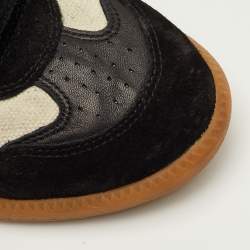 مملوكة مسبقًا Isabel Marant Bekett Size 38 Black/Off White Suede and Canvas Wedge Sneakers