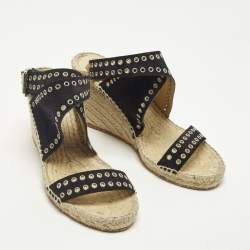 Pre Owned Isabel Marant Size 38 Navy Blue Suede Wedge Sandals