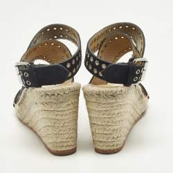 Pre Owned Isabel Marant Size 38 Navy Blue Suede Wedge Sandals