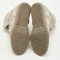 Pre Owned Isabel Marant Bekett Size 38 Ecru Beige Suede Wedge Sneakers