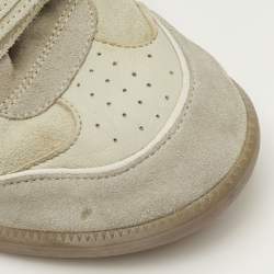 Pre Owned Isabel Marant Bekett Size 38 Ecru Beige Suede Wedge Sneakers