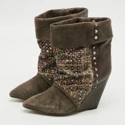 مملوكة مسبقًا Isabel Marant Size 38 Multicolor Leather and Suede Ankle Length Boots