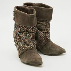 مملوكة مسبقًا Isabel Marant Size 38 Multicolor Leather and Suede Ankle Length Boots