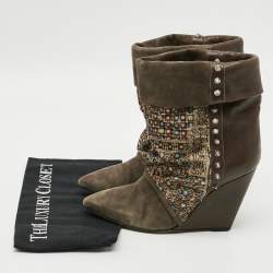 مملوكة مسبقًا Isabel Marant Size 38 Multicolor Leather and Suede Ankle Length Boots