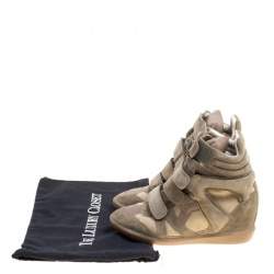 Pre Owned Isabel Marant Moos Green Suede Bekett Wedge Sneakers Size 38