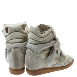 Pre Owned Isabel Marant Beige Suede Bekett Wedge Sneakers Size 36