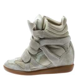 Pre Owned Isabel Marant Beige Suede Bekett Wedge Sneakers Size 36