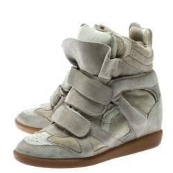 Pre Owned Isabel Marant Beige Suede Bekett Wedge Sneakers Size 36