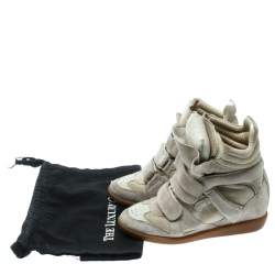 Pre Owned Isabel Marant Beige Suede Bekett Wedge Sneakers Size 36