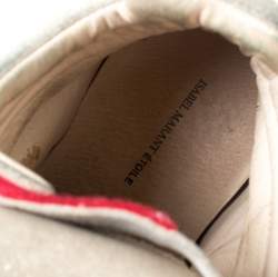 Isabel Marant Grey Suede And Metallic Red Leather Trim Bekett Wedge Sneakers Size 37