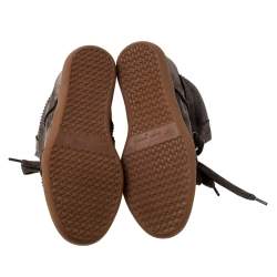 Pre Owned Isabel Marant Brown Suede Leather Bobby Wedge Sneakers Size 36