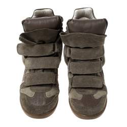 Pre Owned Isabel Marant Green Suede Bekett Wedge High Top Sneakers Size 36