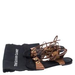 Pre Owned Isabel Marant Tan Leather Jaysta Lace-Up Flat Sandals Size 38