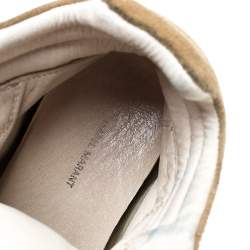 Pre Owned Isabel Marant White/Beige Suede And Leather Bekett Wedge Sneakers Size 38