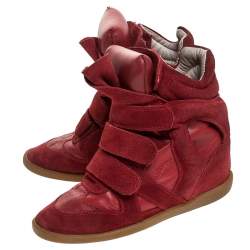 Isabel Marant Red Suede and Leather Bekett High Top Sneakers Size 38