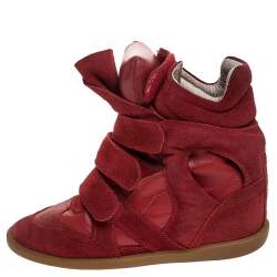 Isabel Marant Red Suede and Leather Bekett High Top Sneakers Size 38