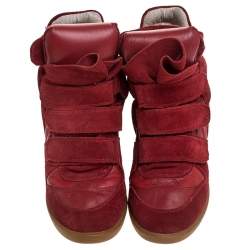 Isabel Marant Red Suede and Leather Bekett High Top Sneakers Size 38
