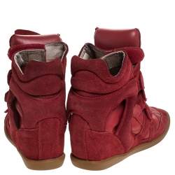 Isabel Marant Red Suede and Leather Bekett High Top Sneakers Size 38