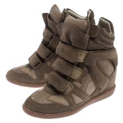 Pre Owned Isabel Marant Beige Suede Bekett Wedge Sneakers Size 37