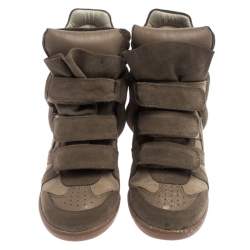 Pre Owned Isabel Marant Beige Suede Bekett Wedge Sneakers Size 37