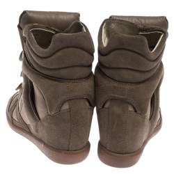 Pre Owned Isabel Marant Beige Suede Bekett Wedge Sneakers Size 37